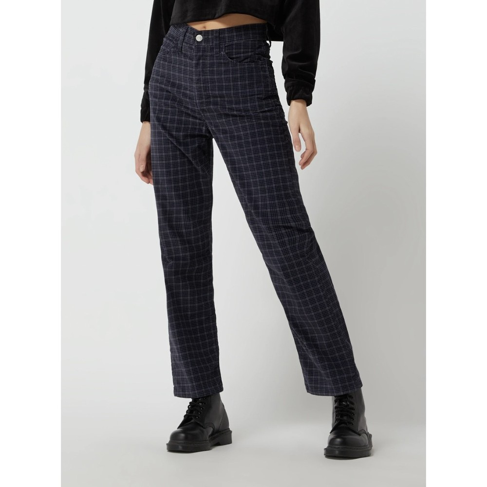 Levi's Women's Straight Leg Jeans - Black and Blue plaid corduroy-like material